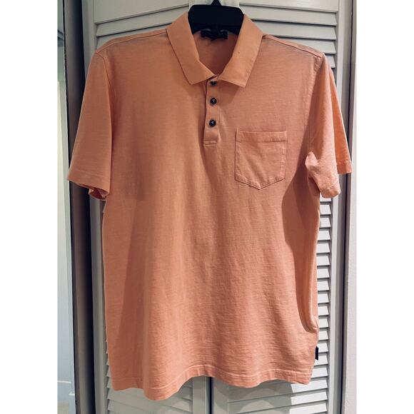 Ted Baker Men's Polo S/S Polo Shirt Size 3 Pale Tangerine A+ - Picture 1 of 3